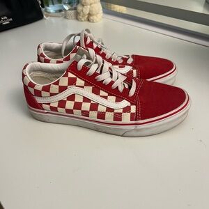 Vans Red and White Checkerboard Sneakers